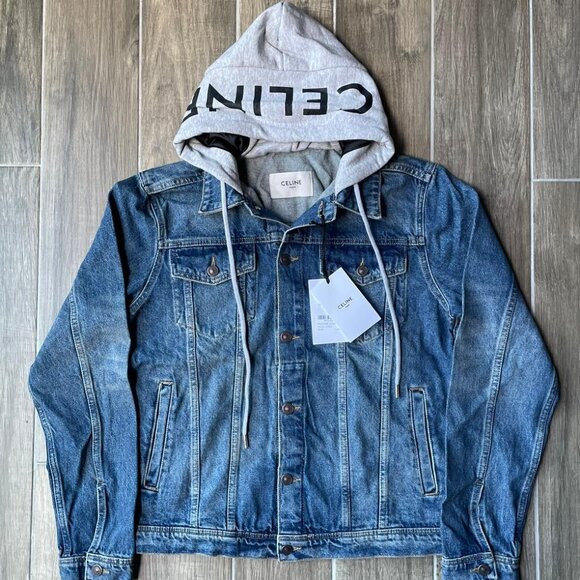 Medium Celine Men's Trucker Jacket Hood Wash Denim - Picture 1 of 8